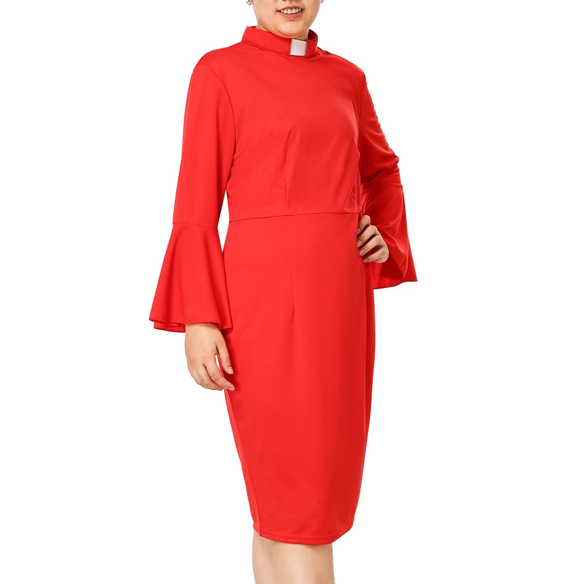 Blessume Bell-Sleeved & Comfy Clergy Pencil Dress