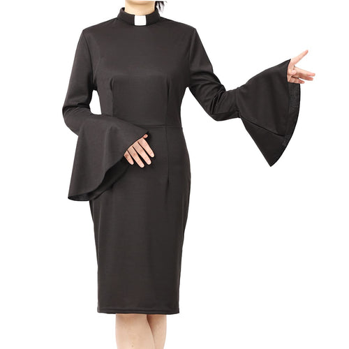 Blessume Bell-Sleeved & Comfy Clergy Pencil Dress