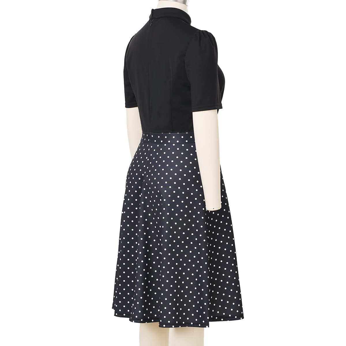 Blessume Polka-Dot & A-Line Clergy Tab-Collar Dress
