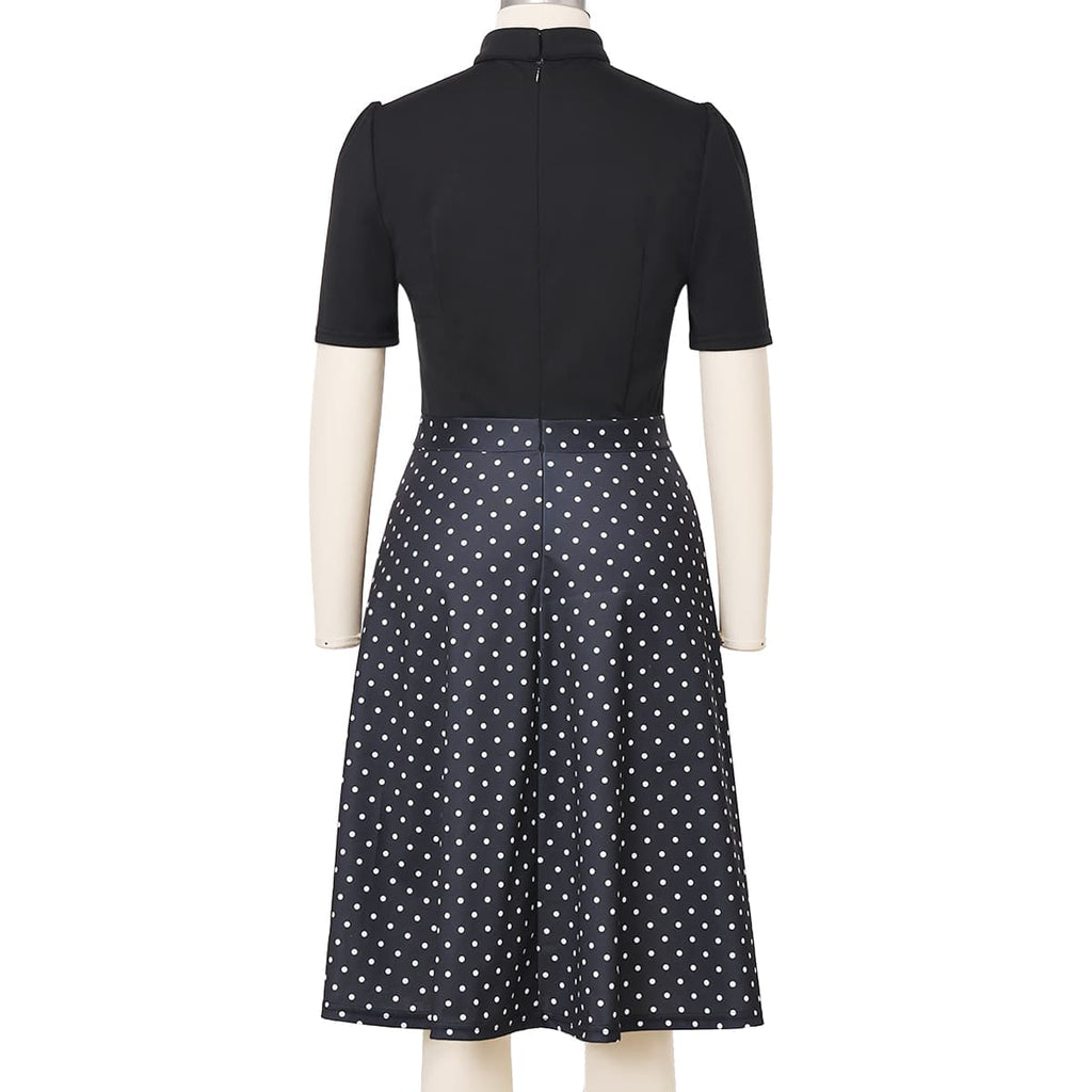 Blessume Polka-Dot & A-Line Clergy Tab-Collar Dress