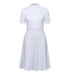 Blessume Polka-Dot & A-Line Clergy Tab-Collar Dress
