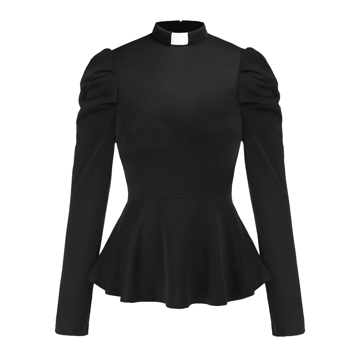 Blessume Ruffled-Hem & Slim-Fit Clergy Summer Blouse