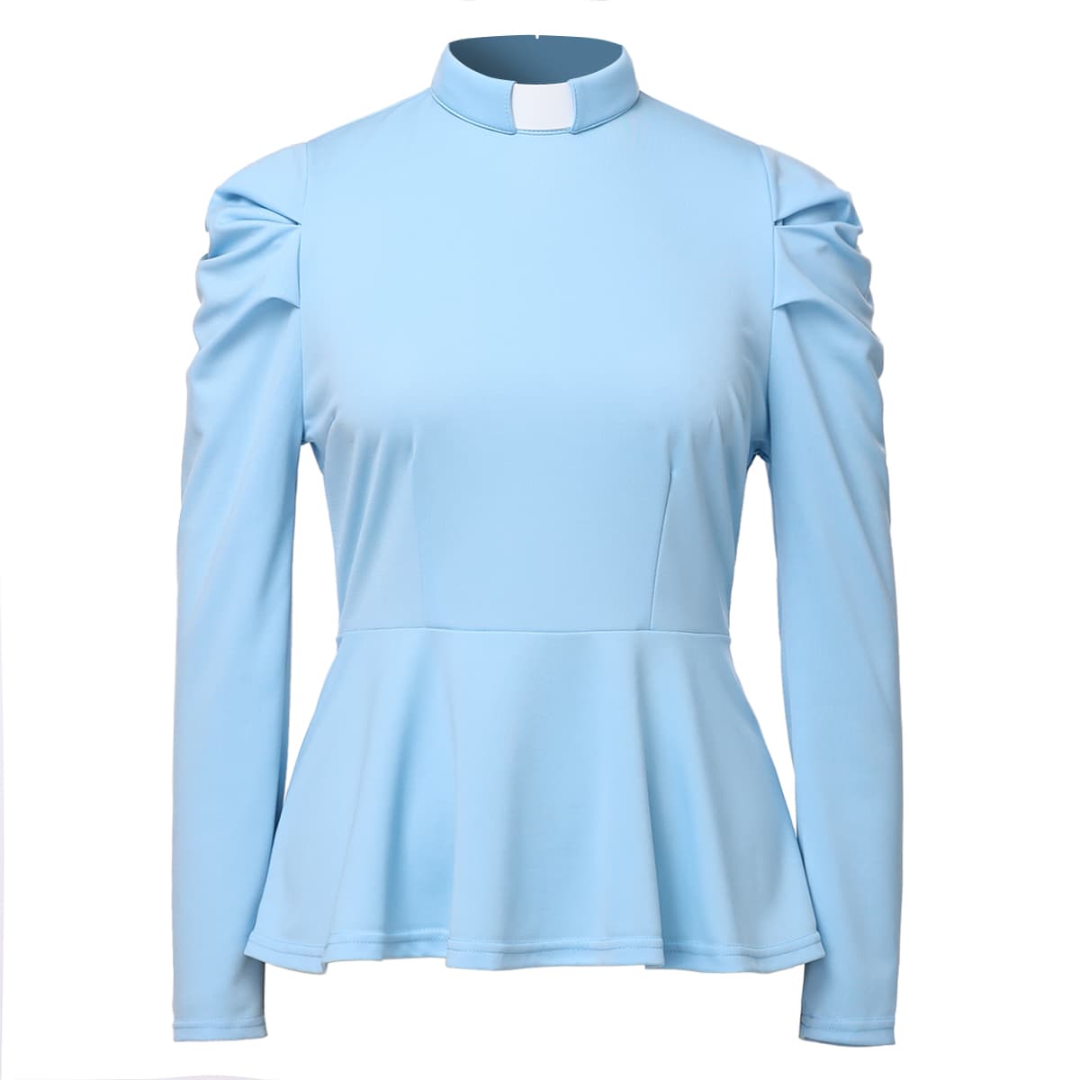 Blessume Ruffled-Hem & Slim-Fit Clergy Summer Blouse